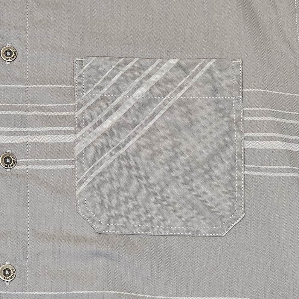 Mammut #1030 - 0230 Mens SS Button Front Gray Striped Lightweight Size L - Picture 3 of 16